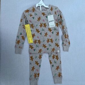 Pact organic unisex 5t  jolly gingerbread holiday pajamas
